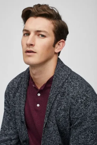 Cardigan châle en coton et cachemire