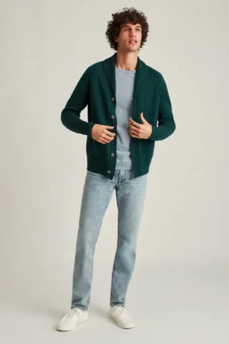 Cardigan châle en coton et lin