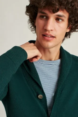 Cardigan châle en coton et lin