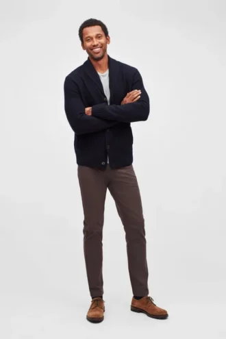 Cardigan châle en laine mérinos