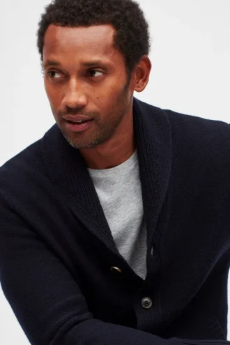 Cardigan châle en laine mérinos