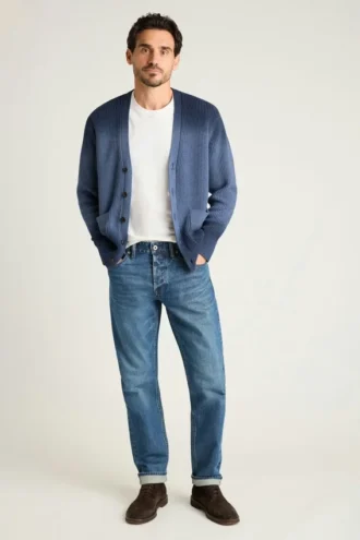 Cardigan en cachemire pour homme par Bonobos | Tricot en coton mélangé teint par immersion