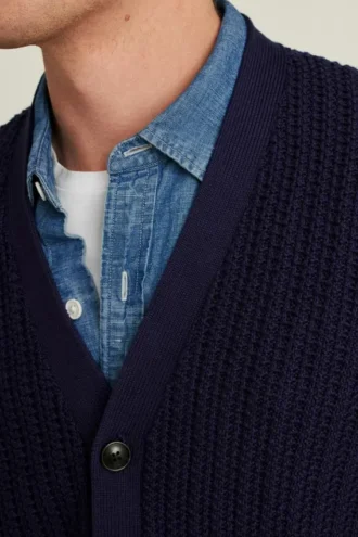 Cardigan en coton à mailles ouvertes