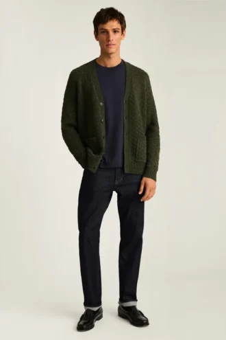Cardigan à mailles torsadées pour homme par Bonobos | Mélange de mérinos, style traditionnel