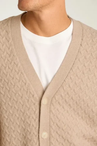 Cardigan à mailles torsadées pour homme par Bonobos | Mélange de mérinos, style traditionnel