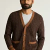 Cardigan rétro en laine mérinos extra-fine