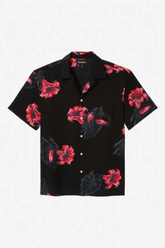 Chemise à col camp et coupe ample, grandes tailles