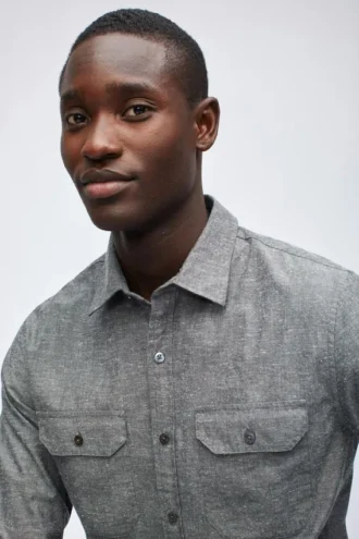 Chemise en chambray moucheté