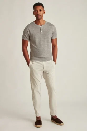 Chemise Henley en lin à manches courtes