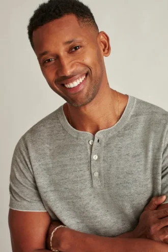 Chemise Henley en lin à manches courtes