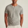 Chemise Henley en lin à manches courtes