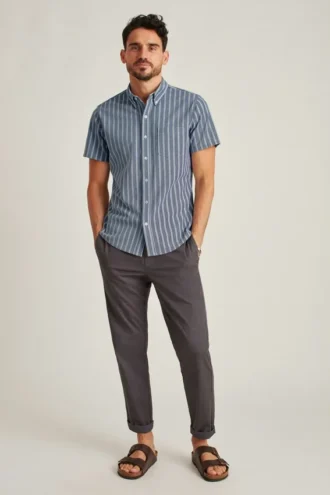 Chemise à manches courtes en tricot Oxford