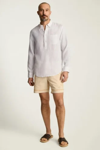 Chemise popover en lin pour homme, à porter au quotidien