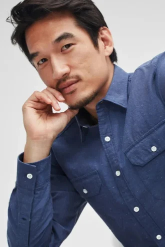 Chemise texturée à double poche