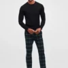 Chino extensible à motif tartan de Noël