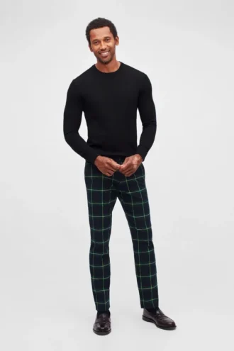 Chino extensible à motif tartan de Noël