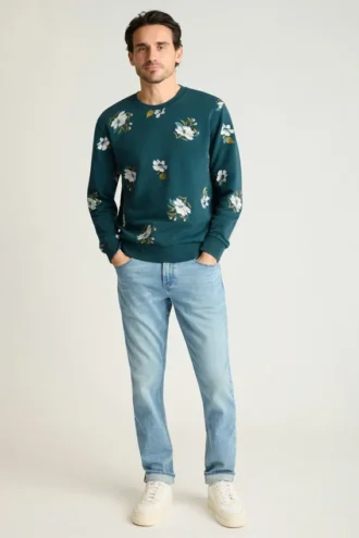 Col rond en molleton français brodé