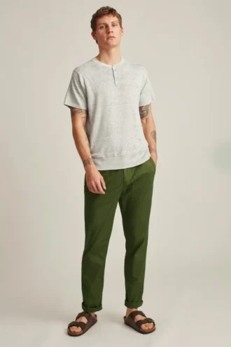 Henley en lin à manches courtes