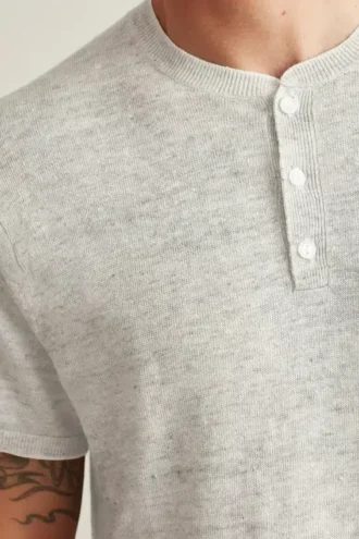 Henley en lin à manches courtes