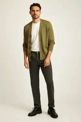 Pantalon 5 poches brossé italien