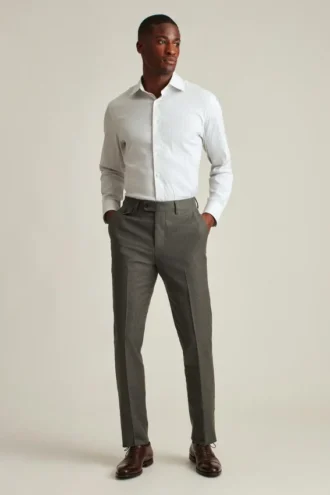 Pantalon de costume en laine brossée stretch italienne