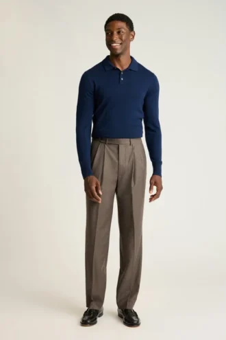 Pantalon en laine plissée italienne