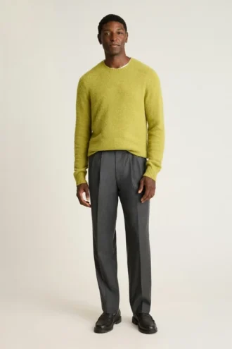 Pantalon en laine plissée italienne