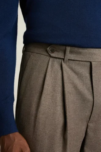 Pantalon en laine plissée italienne