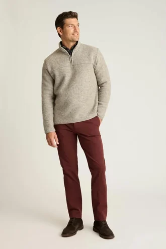 Polaire en laine italienne à fermeture éclair quart de longueur