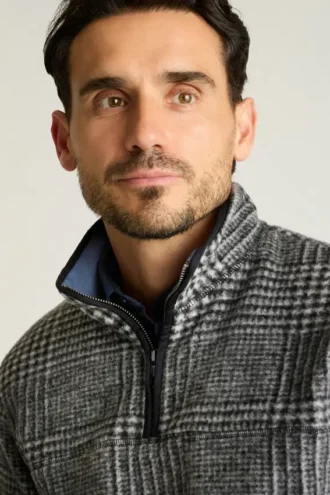 Polaire en laine italienne à fermeture éclair quart de longueur