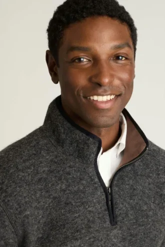 Polaire en laine italienne à fermeture éclair quart de longueur