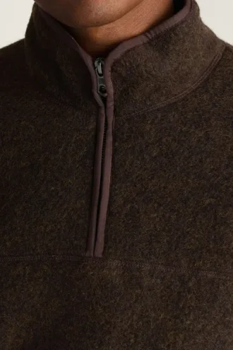 Polaire en laine italienne à fermeture éclair quart de longueur