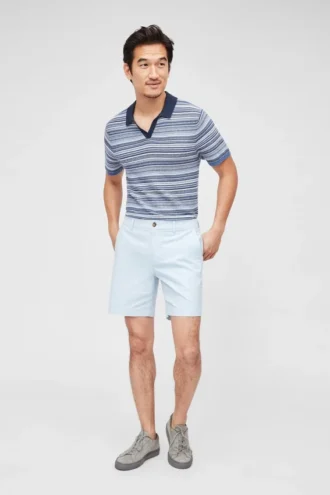 Polo à col Johnny en coton et cachemire