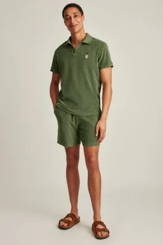 Polo à col Johnny en tissu éponge