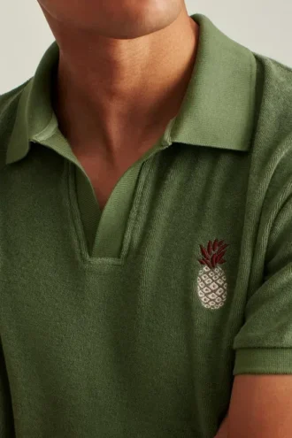 Polo à col Johnny en tissu éponge