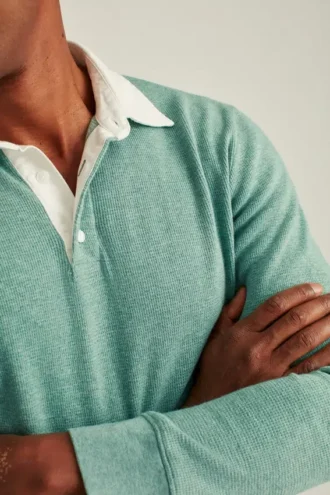 Polo de rugby léger en tissu gaufré