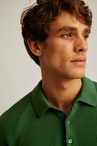 Polo à mailles texturées