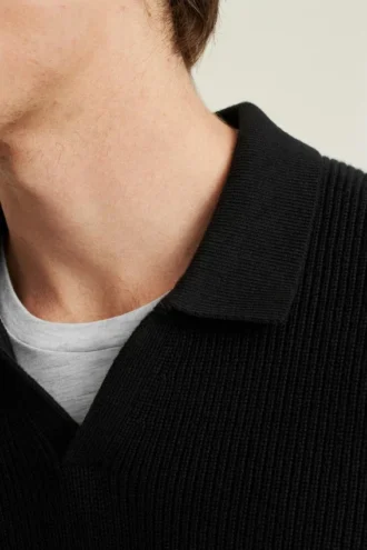 Polo à manches longues en coton et cachemire