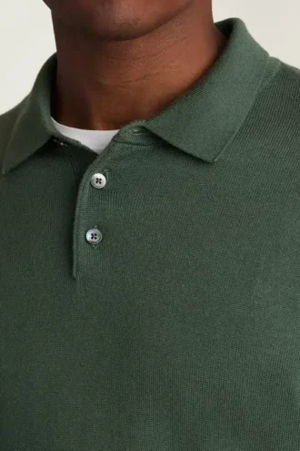 Polo à manches longues en laine mérinos