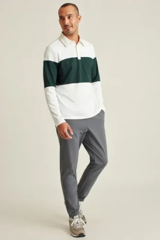 Polo à manches longues en piqué extensible