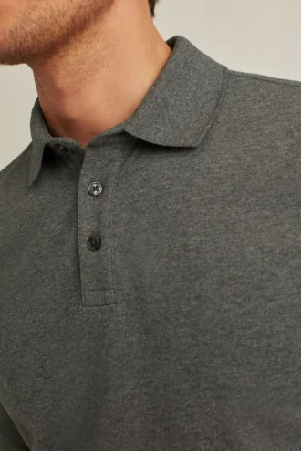 Polo à manches longues en piqué extensible