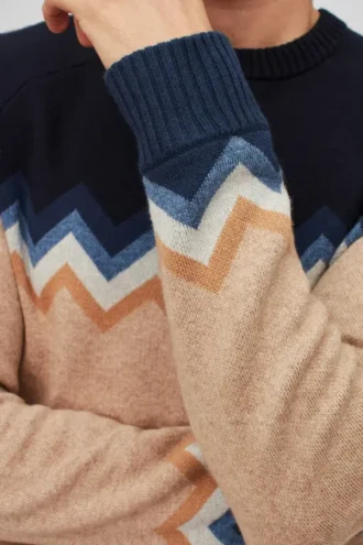 Pull à col rond color block