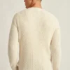 Pull à col rond en coton et cachemire avec motif torsadé