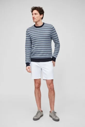 Pull à col rond en coton et lin