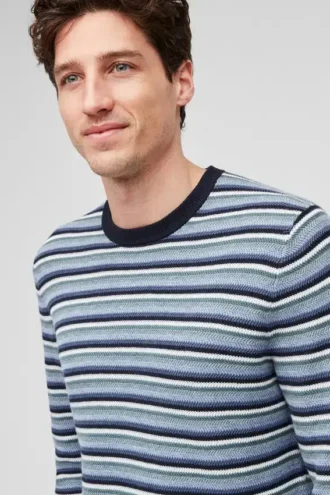 Pull à col rond en coton et lin