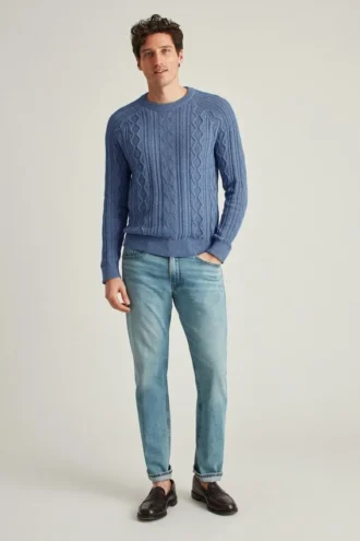 Pull à col rond en coton torsadé