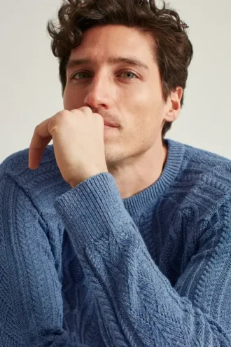 Pull à col rond en coton torsadé