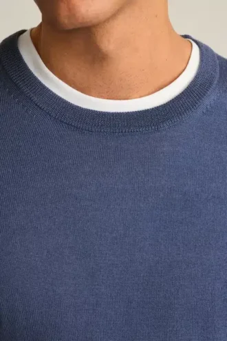 Pull à col rond en laine mérinos lavable