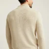 Pull demi-zip en coton et lin