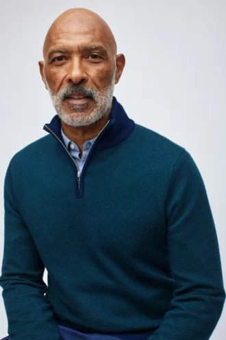 Pull en laine mérinos à demi-zip